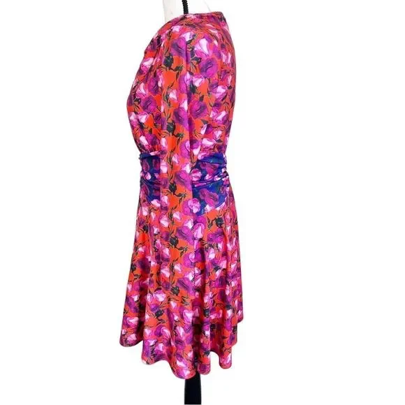 DELFI Collective pink purple floral long sleeve morris dress size small s - Picture 10 of 15